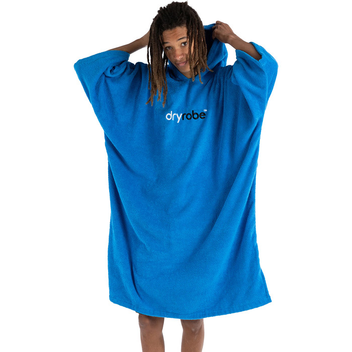 2024 Dryrobe Organic Cotton Hooded Towel Change Robe V3 DOCTV3 - Cobalt Blue